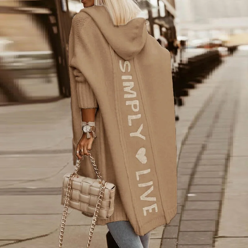 Women 2022 Fashion Long Coat Loose Causal Outwears Chic  Brown Femme Cardigan Winter Sweater Manteau White Sweaters Jacket