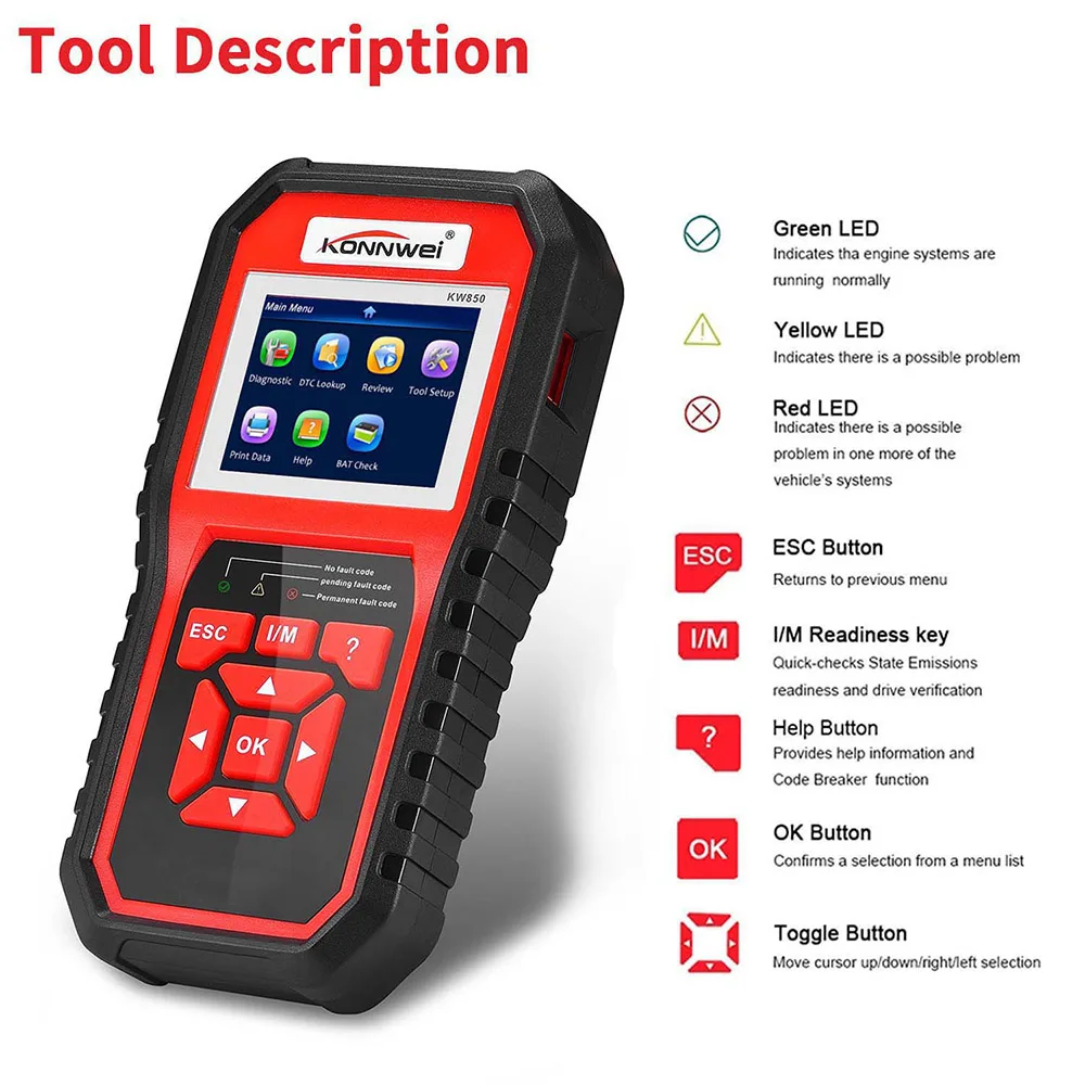 KONNWEI KW850 OBDII сканер Код считыватель Профессиональный Anto автомобиля