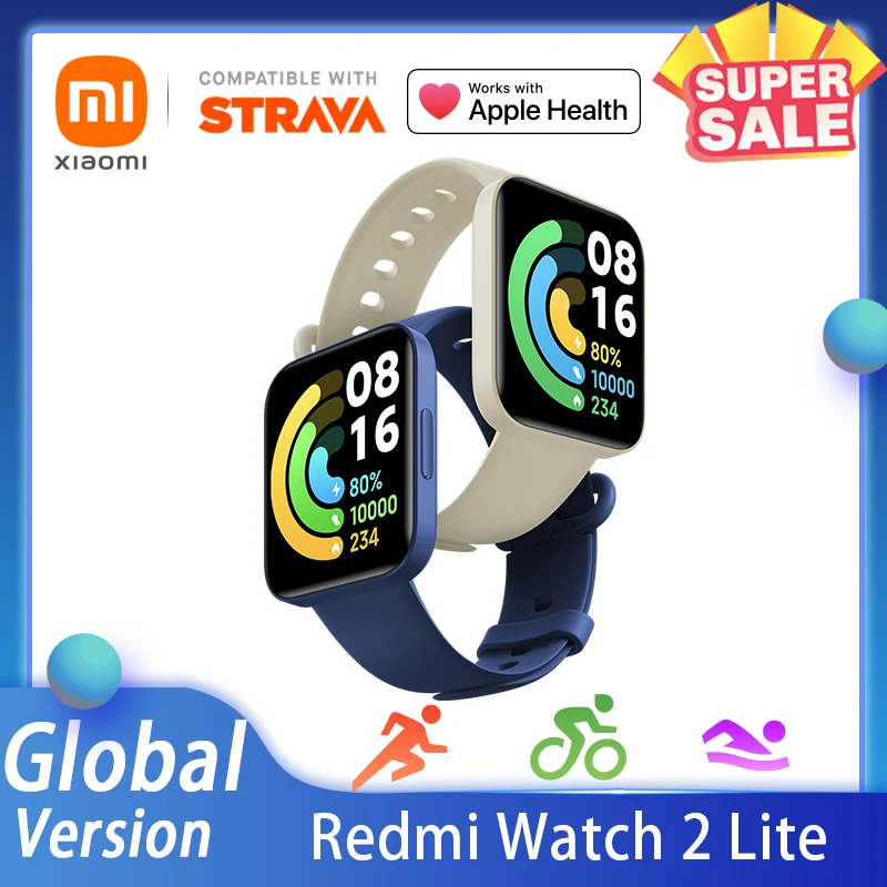 Оригинальные умные часы Xiaomi Redmi 2 Lite GPS 1,55 дюйма HD сенсорный  дисплей водостойкие спортивные фитнес Mi Band | Электроника | АлиЭкспресс