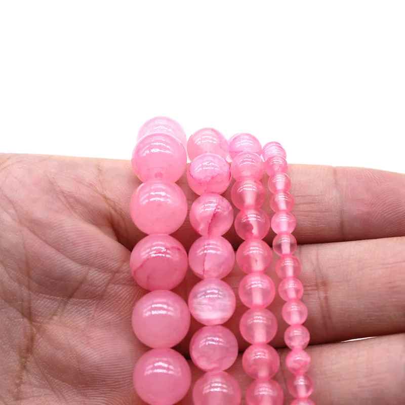 Распродажа натуральный розовый халцедон круглый камень бусины из нефрита 4 6 8 10