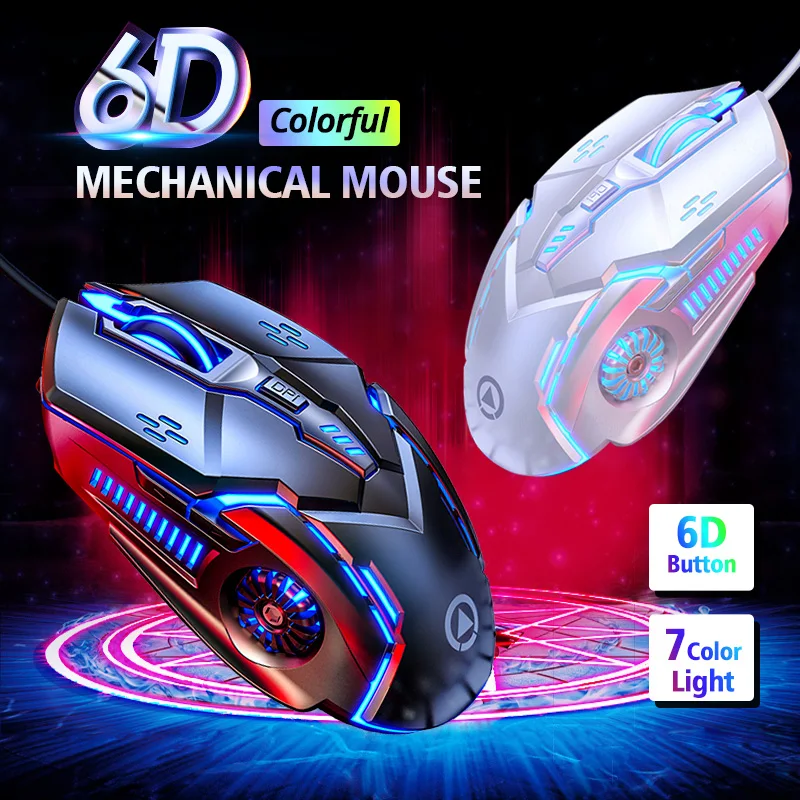 

ANKNDO Gaming Mouse for Computer pc Wired USB Mouse Gamer laptop LED Backlight Silent Mause 4 Level DPI 6 Button Game Mice