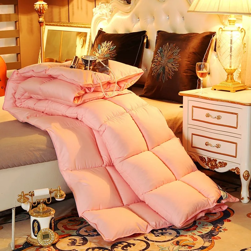 Зимнее утолщенное теплое одеяло из гусиного пуха стеганое