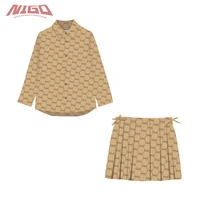 nigo girls 3 14 years cotton long sleeve check shirt skirt casual outfit suit nigo38259