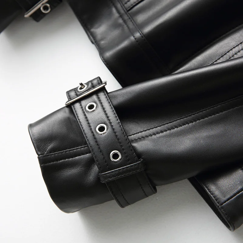 

Genuine New 2020 Jacket Women Motorcycle Natural Sheepskin Coat Female Autumn Short Real Leather Jackets 72052