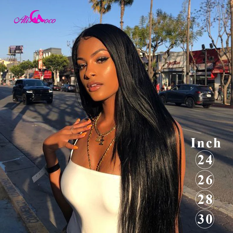 Прямые волосы Ali Coco 8-40 дюймов человеческие для наращивания 28 30 32 34 36 38 бразильские