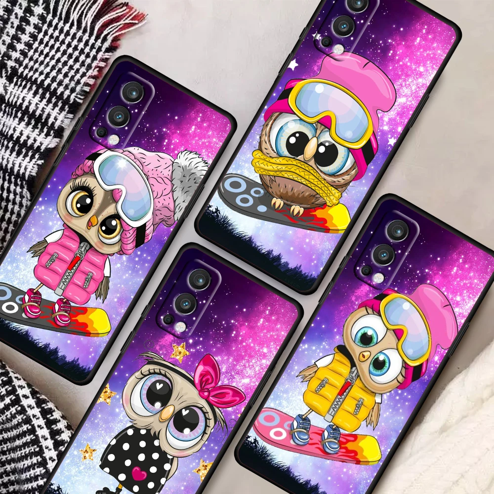 

Lovely Cute Owl For OnePlus Nord 2 CE N10 9Pro 8Pro 8T 7T 7 6T 6 5T 5G Silicone Shell Black Phone Case Cover