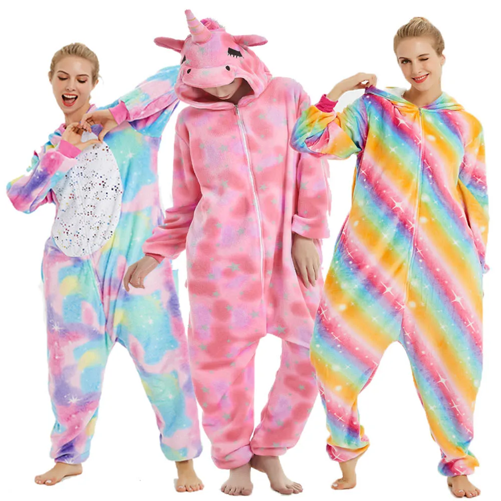 2020 пижамы в виде животных для взрослых одежда сна мультяшного единорога пижамные