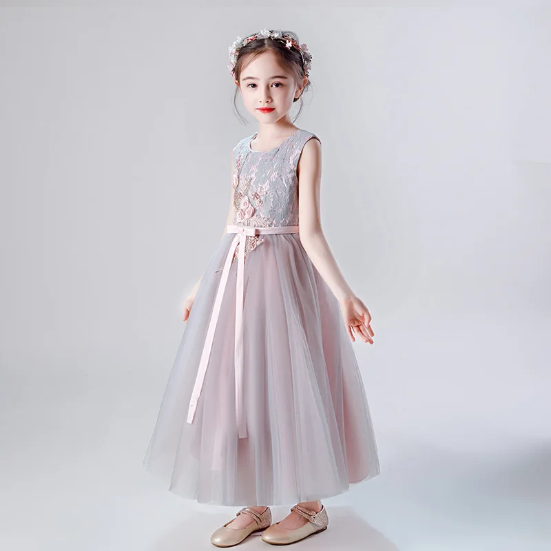 Детский кружевной сарафан без рукавов с цветочной вышивкой | Детская одежда и