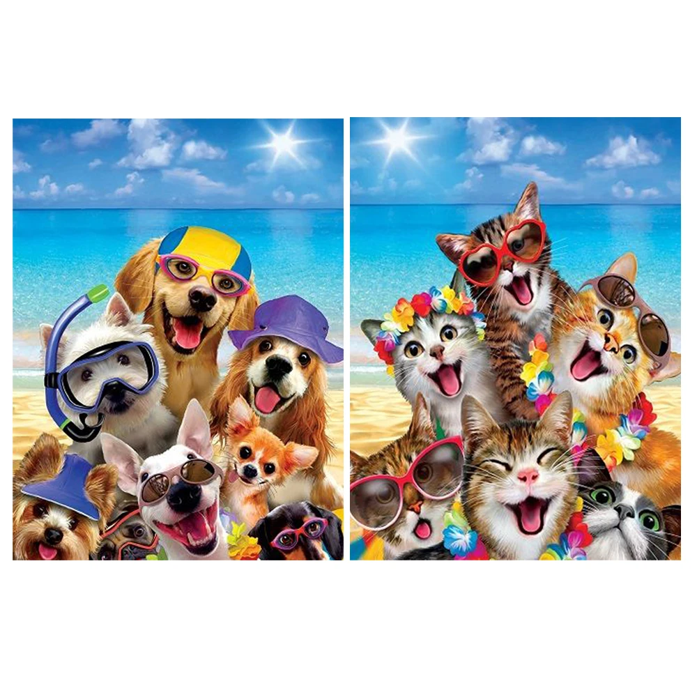 DPF картина вышитая бисером с кошкой алмазная вышивка собаки ремесла Алмазная