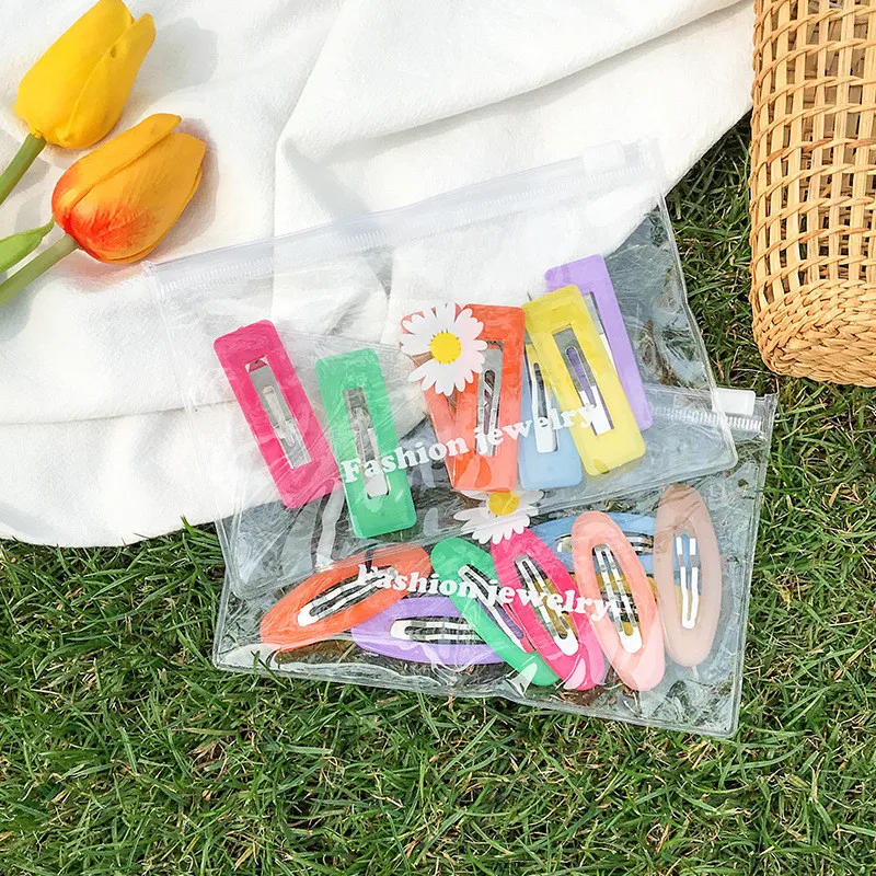 

8pcs/set Mixed Candy Color Hair Clips Geometric Hairpins Sweet Hairgrips Women Girls Snap Clips Barrette Hair Accessories