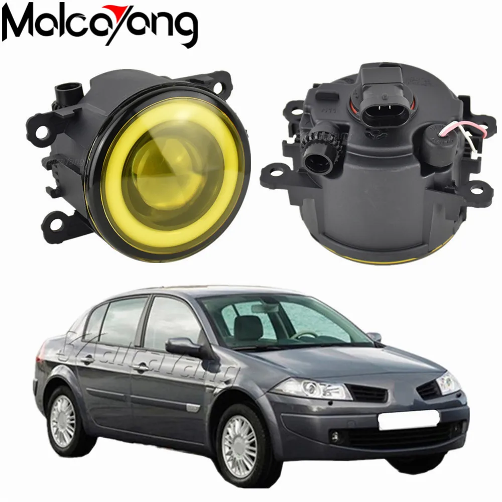 

2 шт./пара (слева + справа) Ангел глаз + светодиодный Противотуманные огни Противотуманные фары для Renault Megane 2/3 Duster Fluence Koleos Kangoo 2003-2015