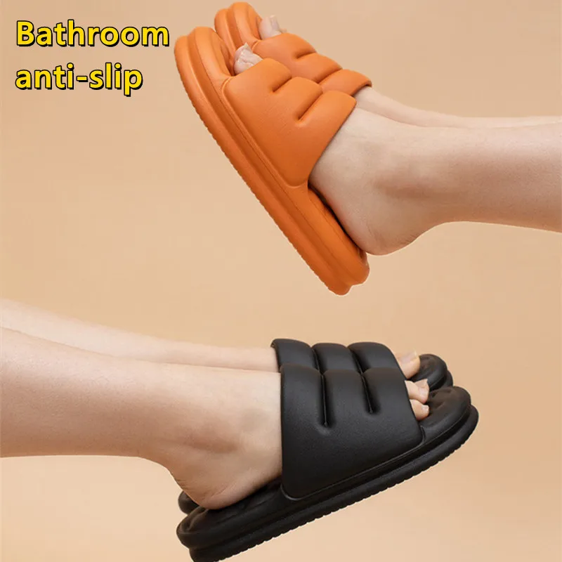 

Ванная комната Mute EVA диван шлепанцы без задника с открытыми пальцами; Толстая подошва; Мягкие домашние шлепанцы; Женские нескользящие санда...