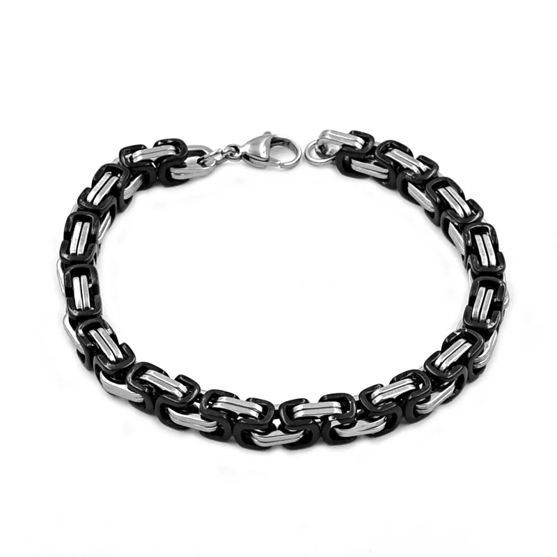 Мужской браслет 6/8 мм 23 см византийские звенья и цепи из нержавеющей стали