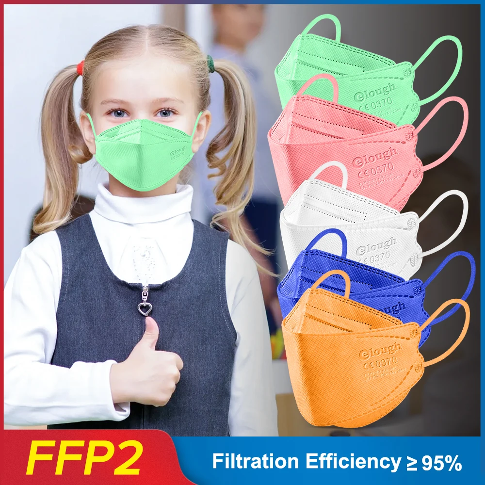 Elough Mascarillas FPP2 дети FFP 2 6 12 лет детская маска FFP2 CE 4 слойная многоразовая FFP2Mask для