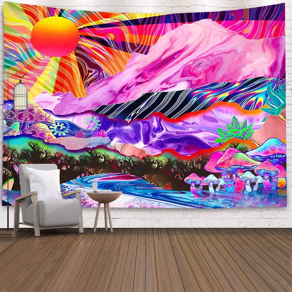 

3D Wall Decor Indian Mandala Tapestry Colorful Hippie Dazzling Landscape Wall Hanging Blanket Bohemia Beach Yoga Mat Travel