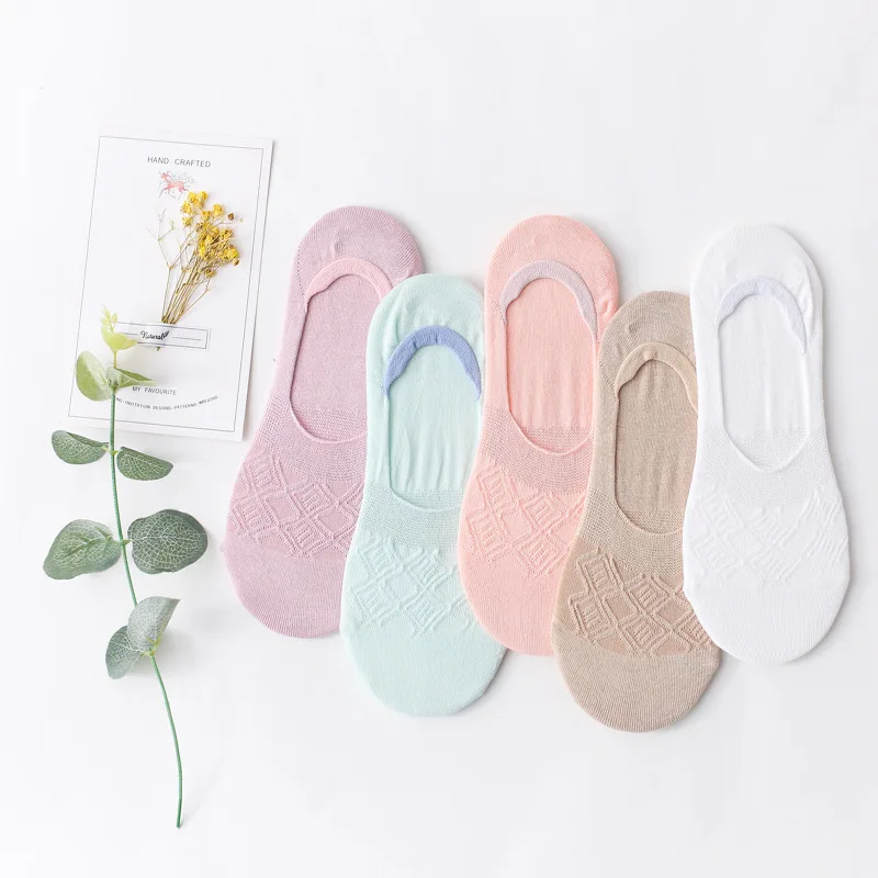 2 пары женские лодочные носки весна-лето невидимые хлопковые однотонные с