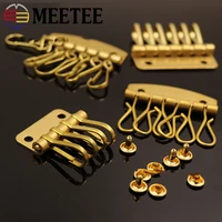 meetee 2pcs brass key row rivets keychain hang buckle diy manual leather crafts bags wallet snap hook hardware parts accessory
