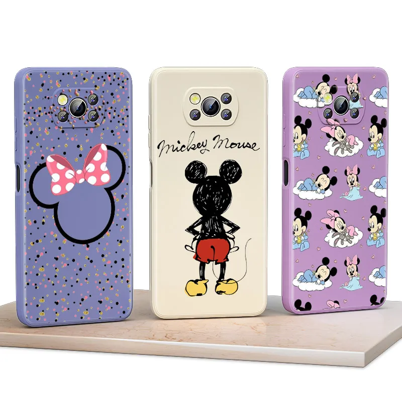 liquid silicone soft cover minnie y mickey for xiaomi poco x3 nfc x2 m3 f3 gt c3 mix 4 cc9 a3 pro lite phone case free global shipping