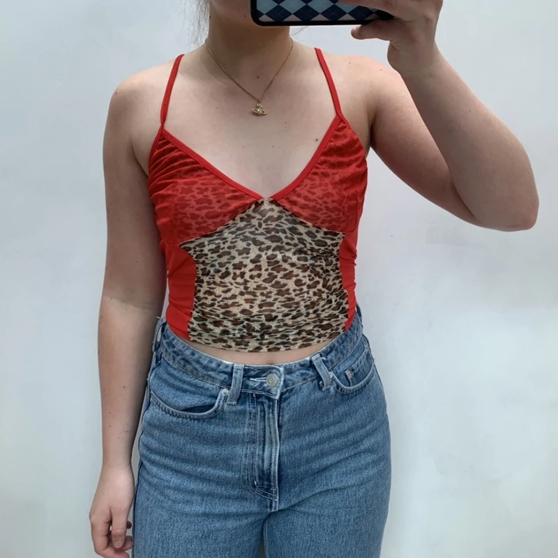 SUCHCUTE dot crop top women with strap aesthetics female T-shirt E-girl V neck tee vintage summer 2020 90s outfits club | Женская одежда