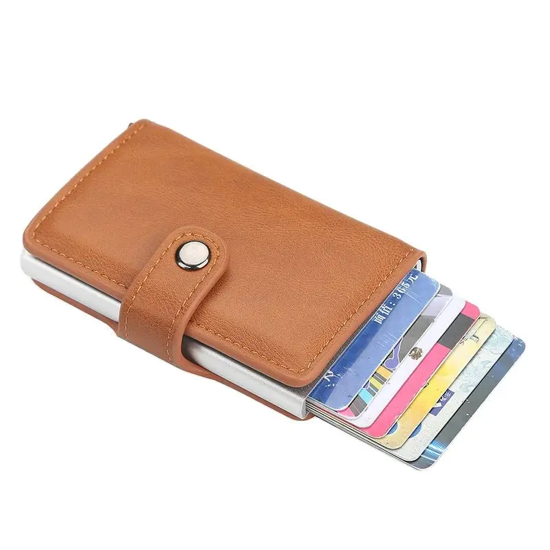 

New Rfid Anti-magnetic Card Holders Smart Wallets Men PU Leather Purse Vintage Short Women Mini Money Bag Dropshipping