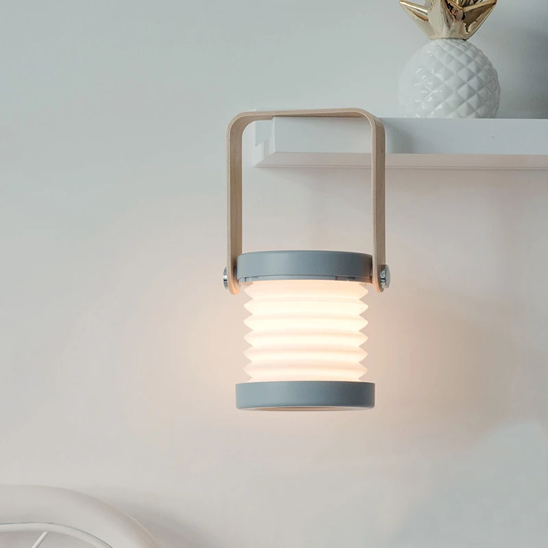 Складной фонарь настольная лампа с деревянной ручкой портативный светильник