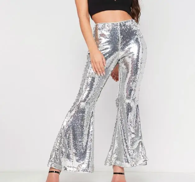 

Cultiseed Women Sexy Sequined Flare Pants Trousers European Female New Fashion High Waist Party Long Pants Lady Hip Skinny Pants
