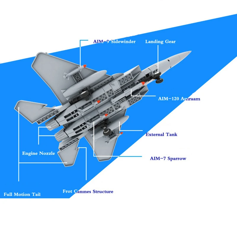 

270pcs Military Series F15 Eagle Fighter Building Blocks Model Army Technic Airplane Set Bricks Toys Gifts for Kids