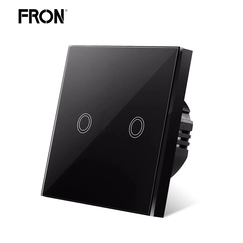 Умный выключатель FRON Touch для стены, стандарт Европы, белый кристальный стеклянный панельный блок, 2 шт. 12-канальный сенсорный экран 001-2 включен.