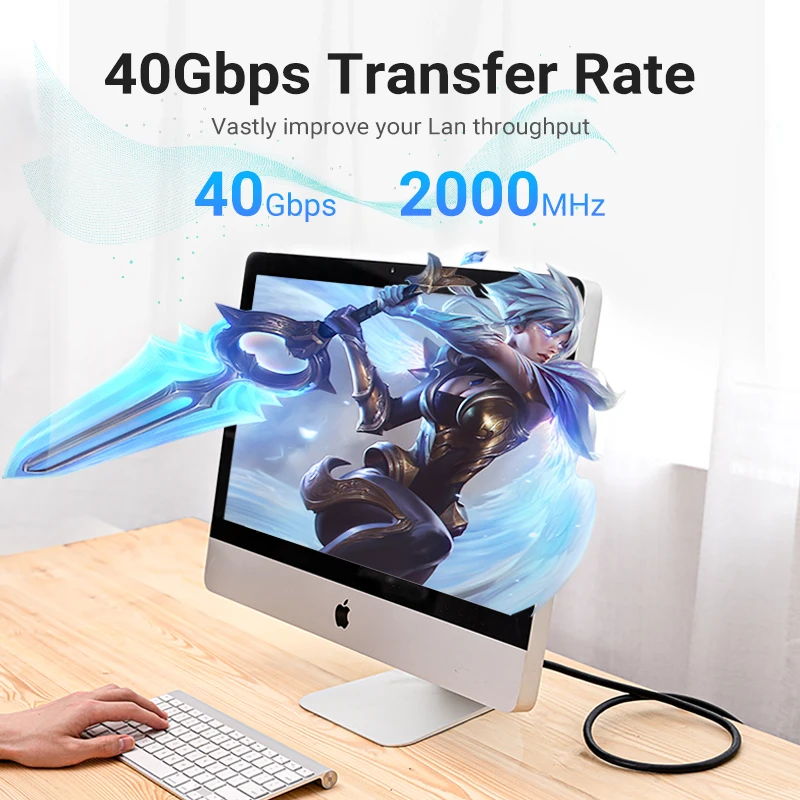 Ethernet кабель Vention Cat8 Lan SFTP RJ45 сетевой RJ 45 Cat 8 коммутационный шнур для ПК модемного