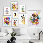 Disney мультфильм Микки Минни Маус Дональд Дак акварельная картина принты на холсте плакаты Настенная картина для декора детской комнаты