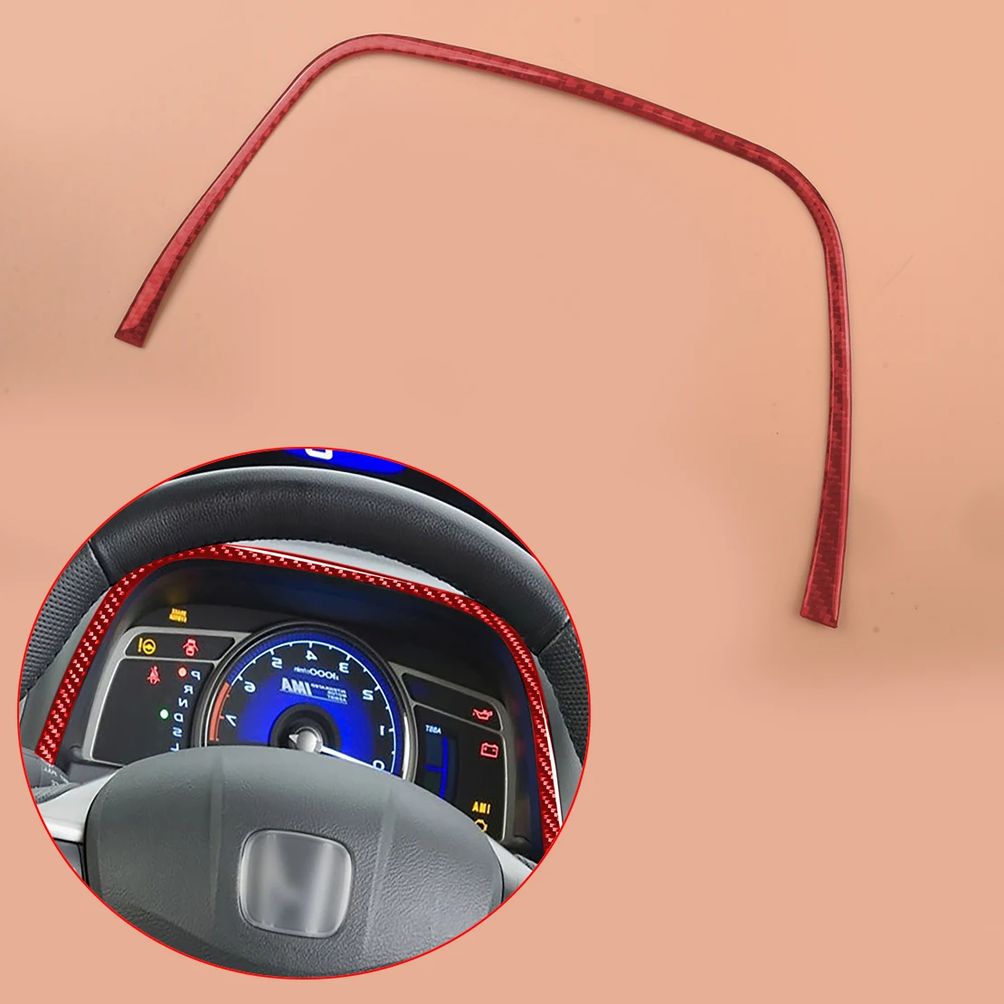 

Передняя красная наклейка из углеродного волокна для измерения скорости, верхняя декоративная отделка, наклейка для крышки для Honda Civic 8, 2011, ...