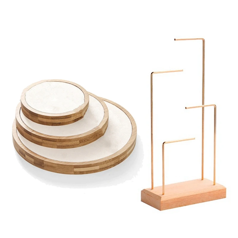 

Ring Display Holder Pendant Earrings Display Stand Brown & Jewelry Display Stand Display Cabinet Storage Box Apricot