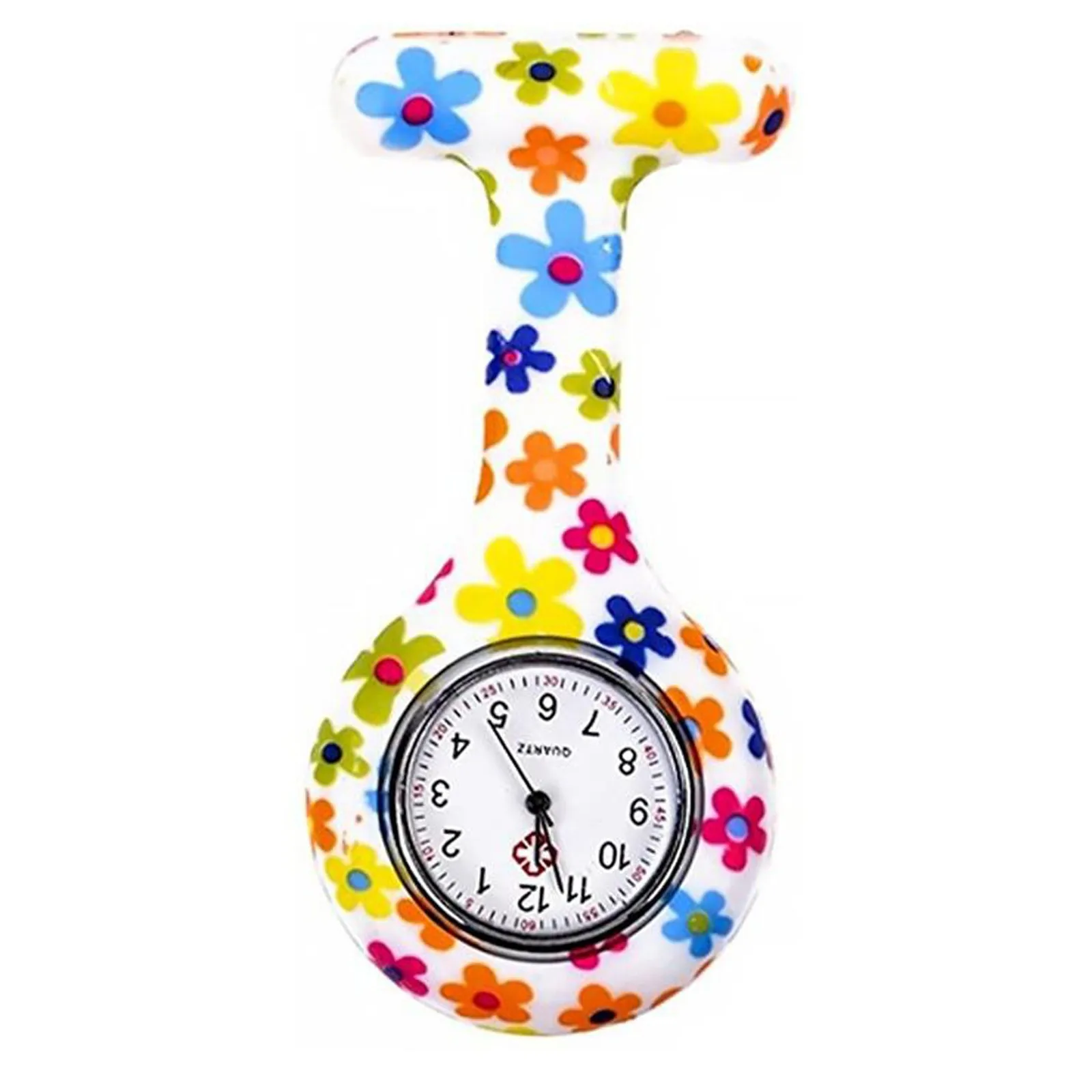 

Silicone Nurse Watch Doctor Nurse Gift Flowers Pattern Japanese Nurse Pocket Watch for Health Care Workers Waterproof Brooch A5