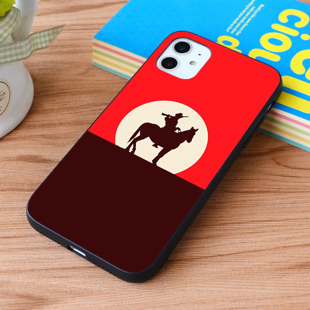 Мягкий чехол из ТПУ для iPhone с изображением ковбоя заката красного цвета |