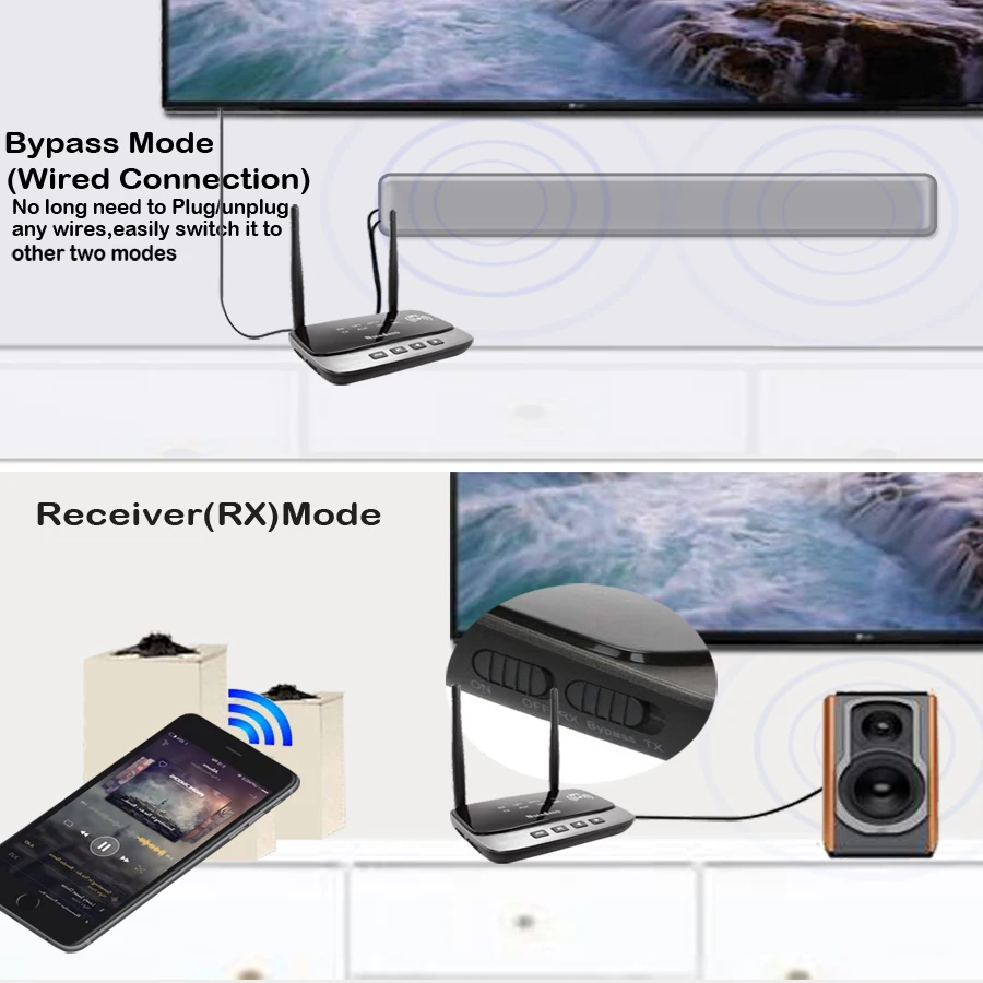 Беспроводной музыкальный передатчик aptx hd BT V5.0 со штекером 3 5 мм 80 м