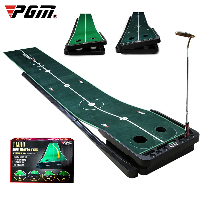 PGM Indoor Golf Set Putter Mat Trainer Assisted Practice Blanket 3mx0.5m Widened Version Adjustable Slope Sports Green Fairway | Спорт и