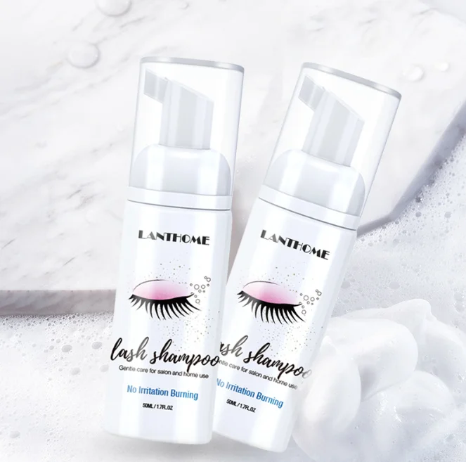 

200sets 50ml Eyelash Extension Brush Shampoo Kit Eyelashes Cleaning Foam Pump Design No Stimulation Makeup Clean hot