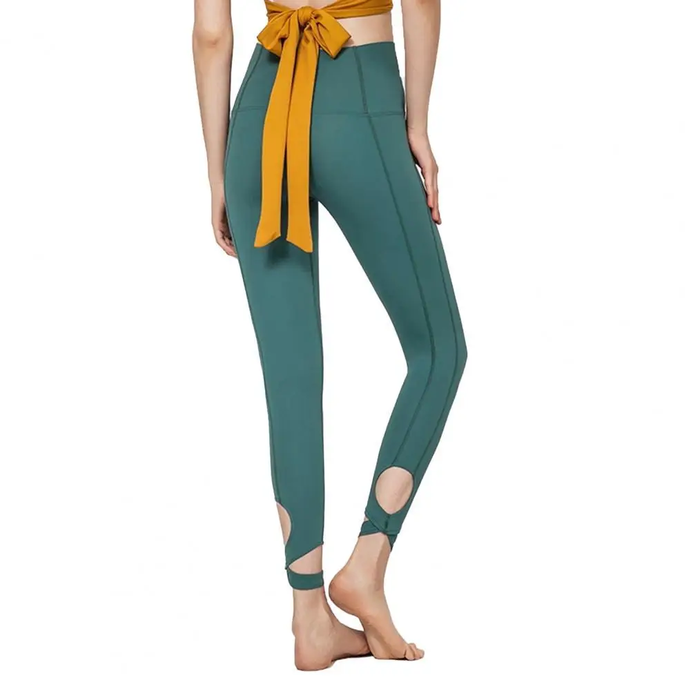 

Women Yoga Pants High Waist Solid Color Feeling Nylon Tummy Control Workout Leggings for Women