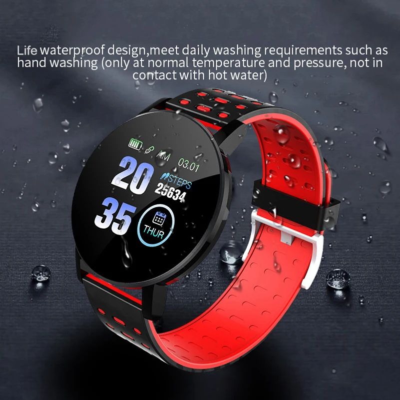 

119 Plus Smart Fitness Bracelet Heart Rate Watch Waterproof Sports Electronic Digital Multi-functional Clock for Android Phone