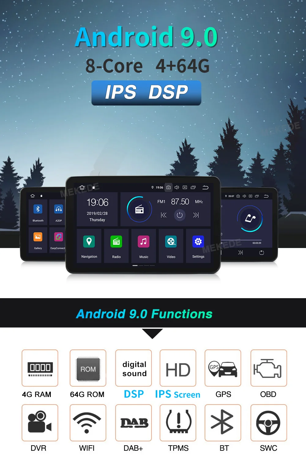 HD 2DIN DSP ips Android 9,0 4G Автомобильный gps 2 DIN dvd-плеер для SUZUKI GRAND VITARA 2007-2013 gps Радио стерео экран навигация