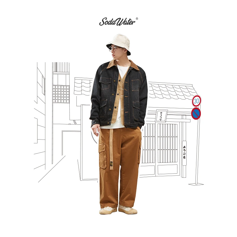 SODAWATER осенне-зимняя ВИНТАЖНАЯ ДЖИНСОВАЯ КУРТКА Повседневная джинсовая куртка с