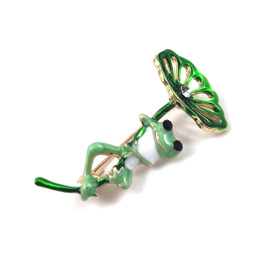 1 шт. лягушка с листьями лотоса женская брошь значок на булавке сплав насекомое