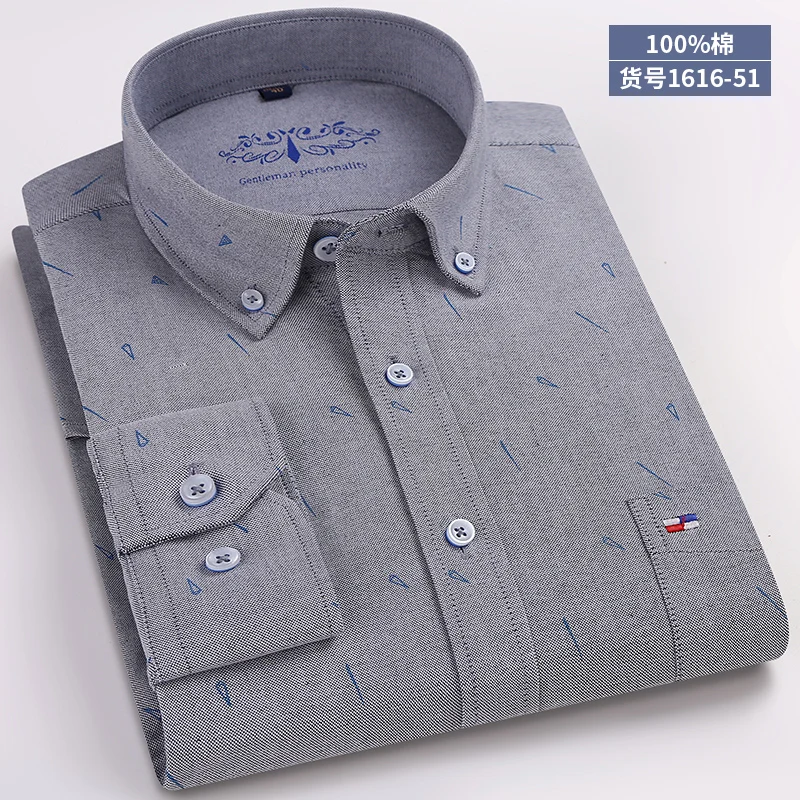 Men Shirt 51 Высококачественная Новая мужская рубашка с длинным рукавом из хлопка, Повседневная белая синяя приталенная рубашка Camisa, деловая классическая мужская одежда - Цвет: Men Shirt 51