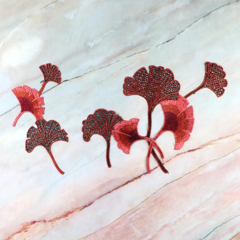 Накладка из вышитого листа гинкго для одежды, сумок, кепок. Модная наклейка для ремонта и декора в стиле DIY с цветочным узором.