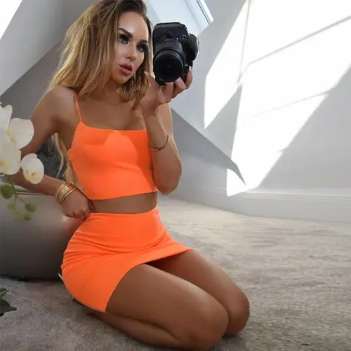 Комплект женской одежды Meihuida однотонный сексуальный костюм из 2 предметов летний