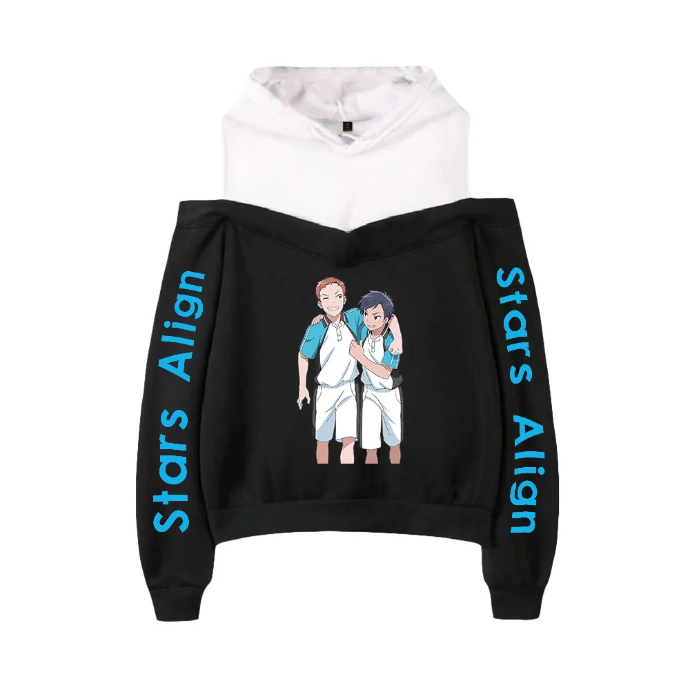 

Anime Stars Align Harajuku Casual Women Off-the-shoulder Sweatshirt Girl Clothes Pullovers long sleeve Streetwear Loose Hip Hop