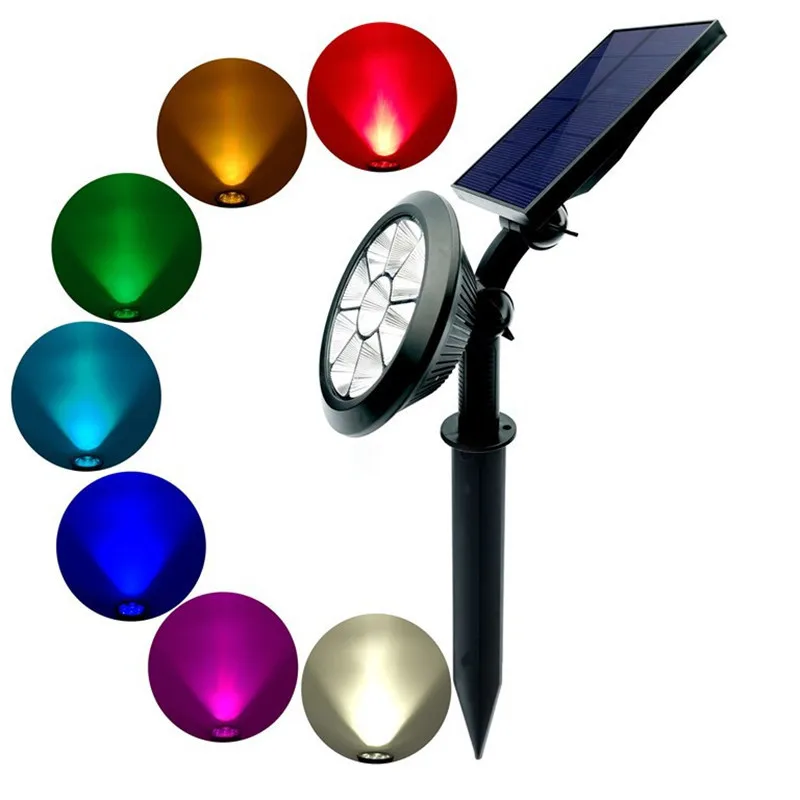 Уличные светильники на солнечной батарее 4/7/9 светодиодов меняющие цвет RGB