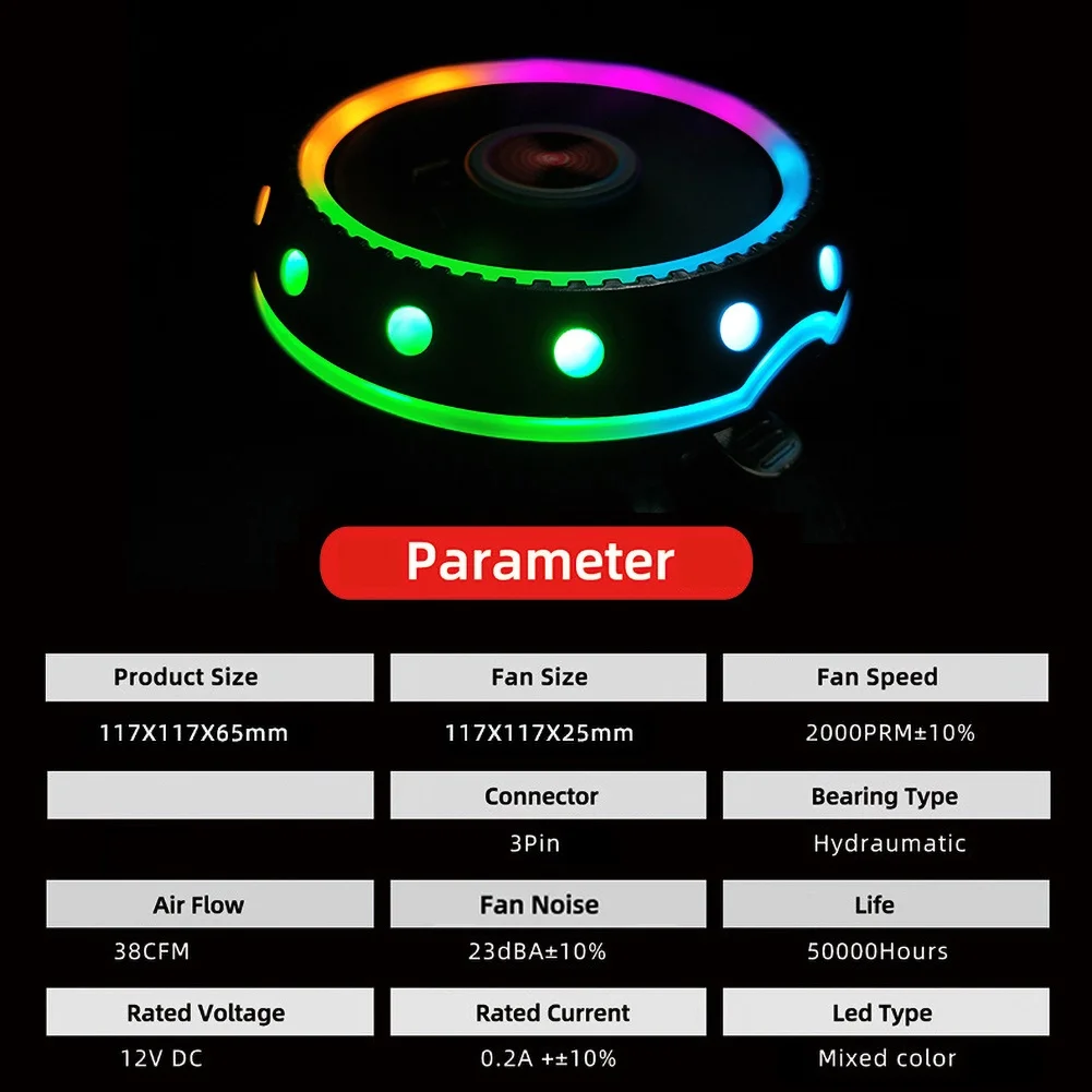 Вентиляторы RGB Универсальный тихий кулер для процессора светодиодная подсветка