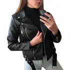 Куртка женская однотонная из искусственной кожи, свободная ветрозащитная верхняя одежда, универсальный пиджак для езды на мотоцикле