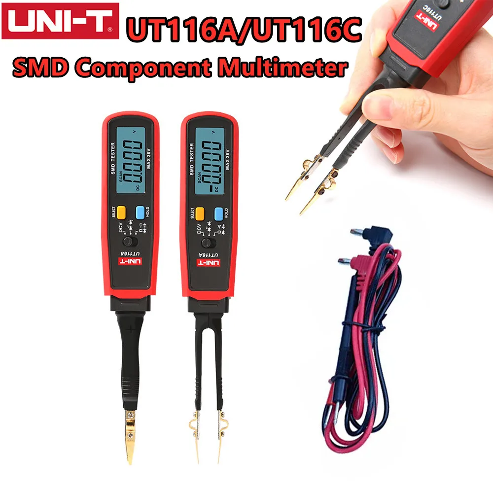 

UNI-T UT116A UT116C SMD мультиметр с автоматическим диапазоном сопротивления, емкостным диодом (RCD) светодиодный Zener DCV, целостность цепи тестер-измери...